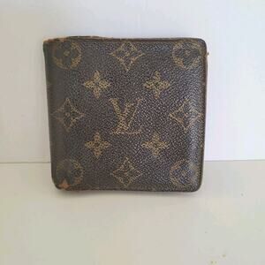 Vintage Louis Vuitton Men's LV Brown Bi-Fold Leather Wallet Monogram Classic 80s